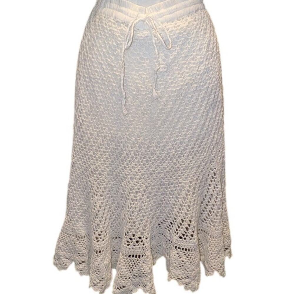 Biographie Crochet White Skirt Size L